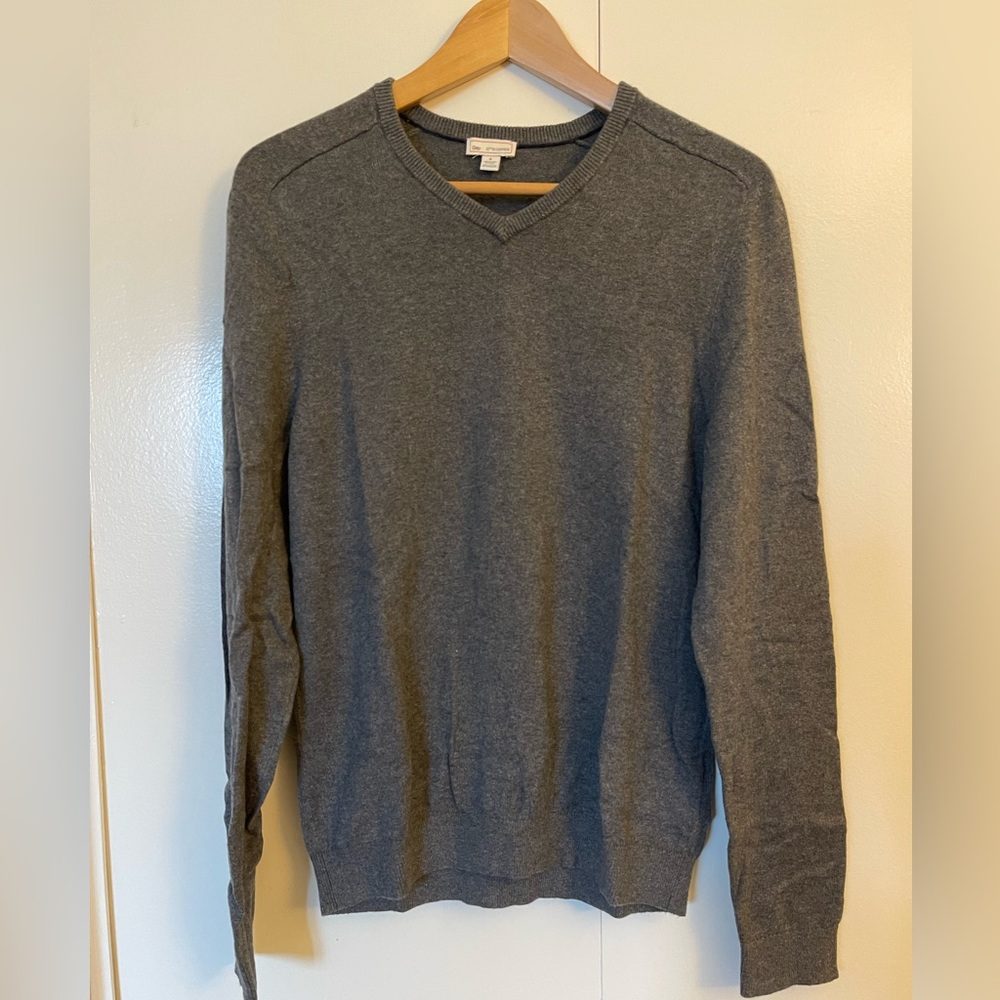 GAP Cashmere Blend V Neck Sweater Charcoal Gray